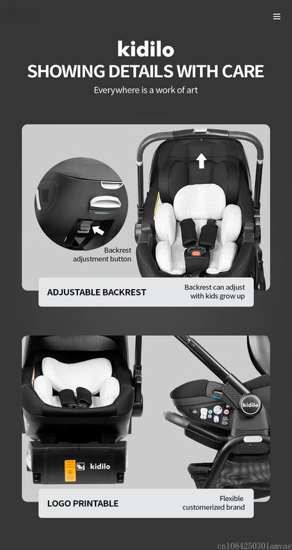 Poussette bébé 3 en 1, siège auto pour enfants, poussette pour nouveau-né, portable, légère