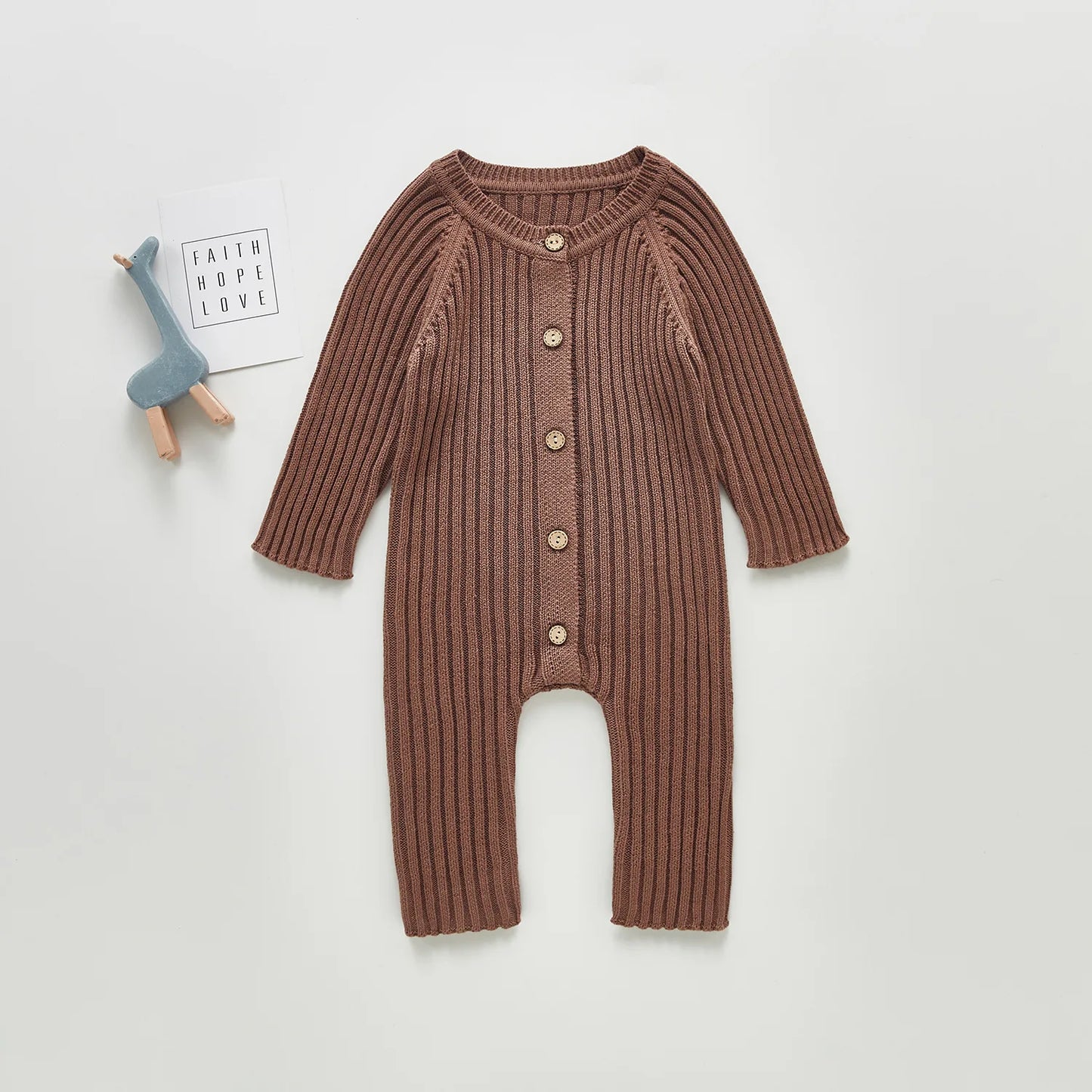 Barboteuse à manches longues tissu côtelé pour bébé