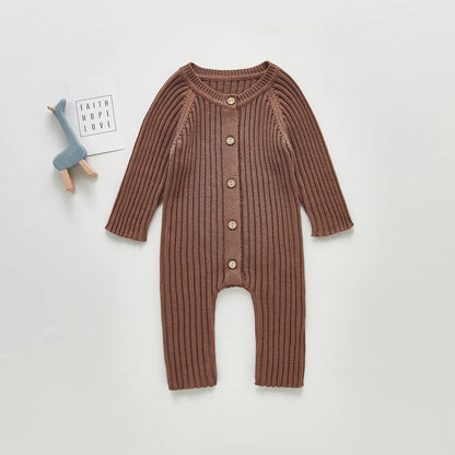 Barboteuse à manches longues tissu côtelé pour bébé