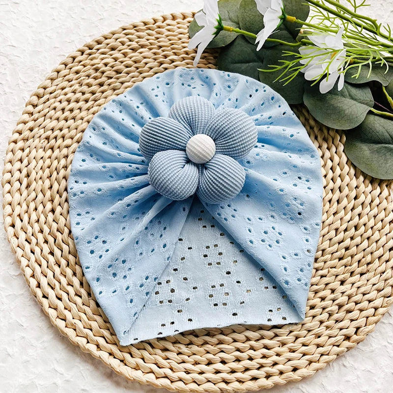 Turban respirant à fleurs pour bébé fille