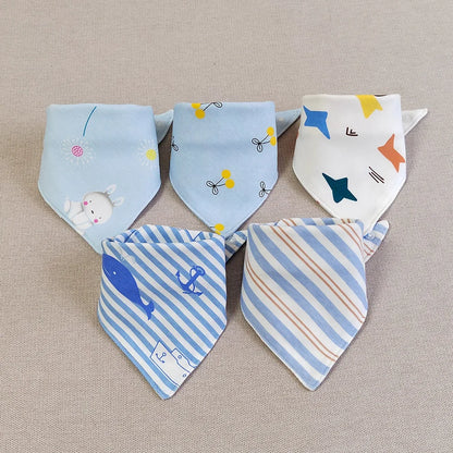 Bavoirs pour bébé en forme de triangle 100% coton X5