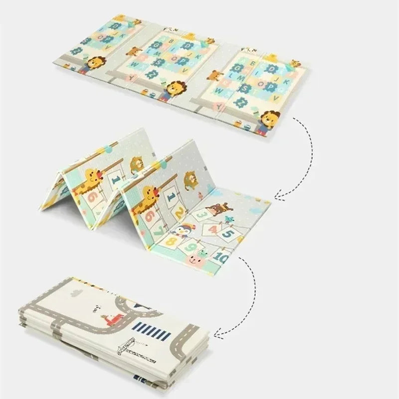 Tapis de jeu animaux pliable double face circuit pour bébé