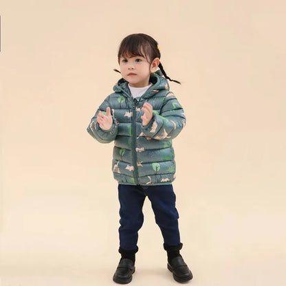 Doudoune bébé verte avec capuche à petites oreilles
