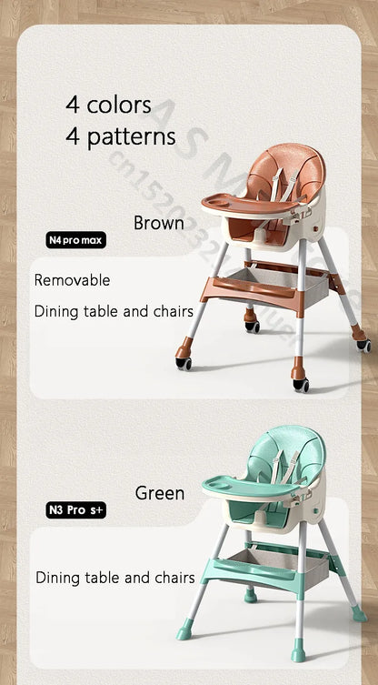 Chaise bébé haute pliable et réglable