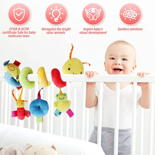 Hochet main en coton avec peluche et cloche