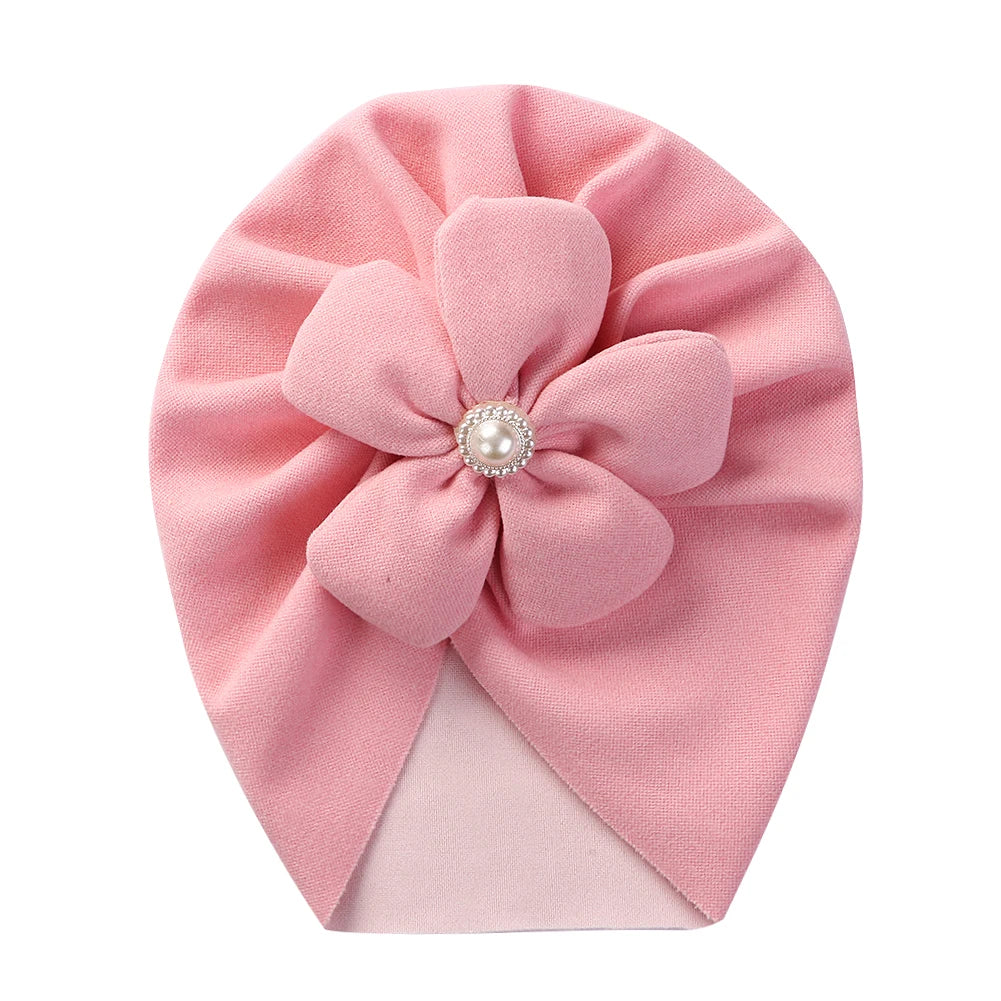 Turban chaud à fleurs pour bébé fille