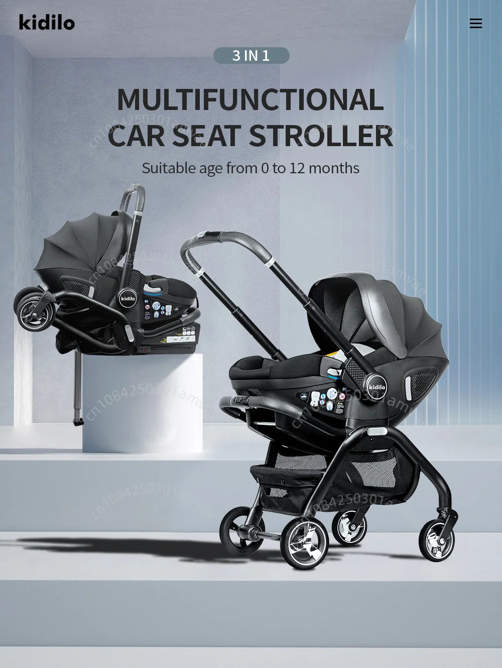 Poussette Portable 3 en 1 pour bébé