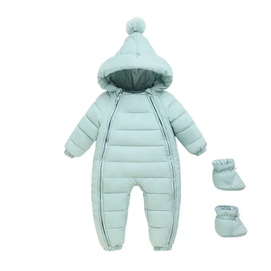Doudoune bébé barbotteuse rouge avec capuche et chaussons