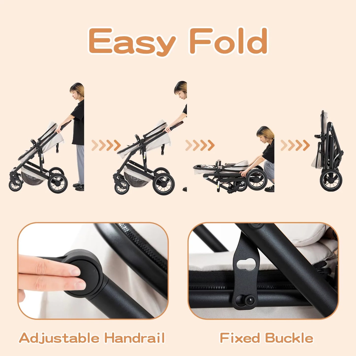 Poussette 3-en-1 moderne pour bébé