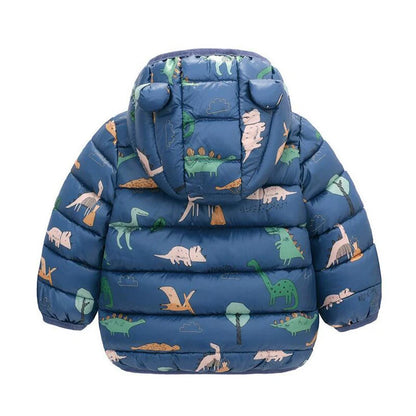 Doudoune bébé garçon bleu avec capuche à petites oreilles