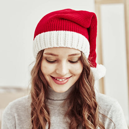 Joli Bonnet de Noël à pompon unisexe pour maman et bébé