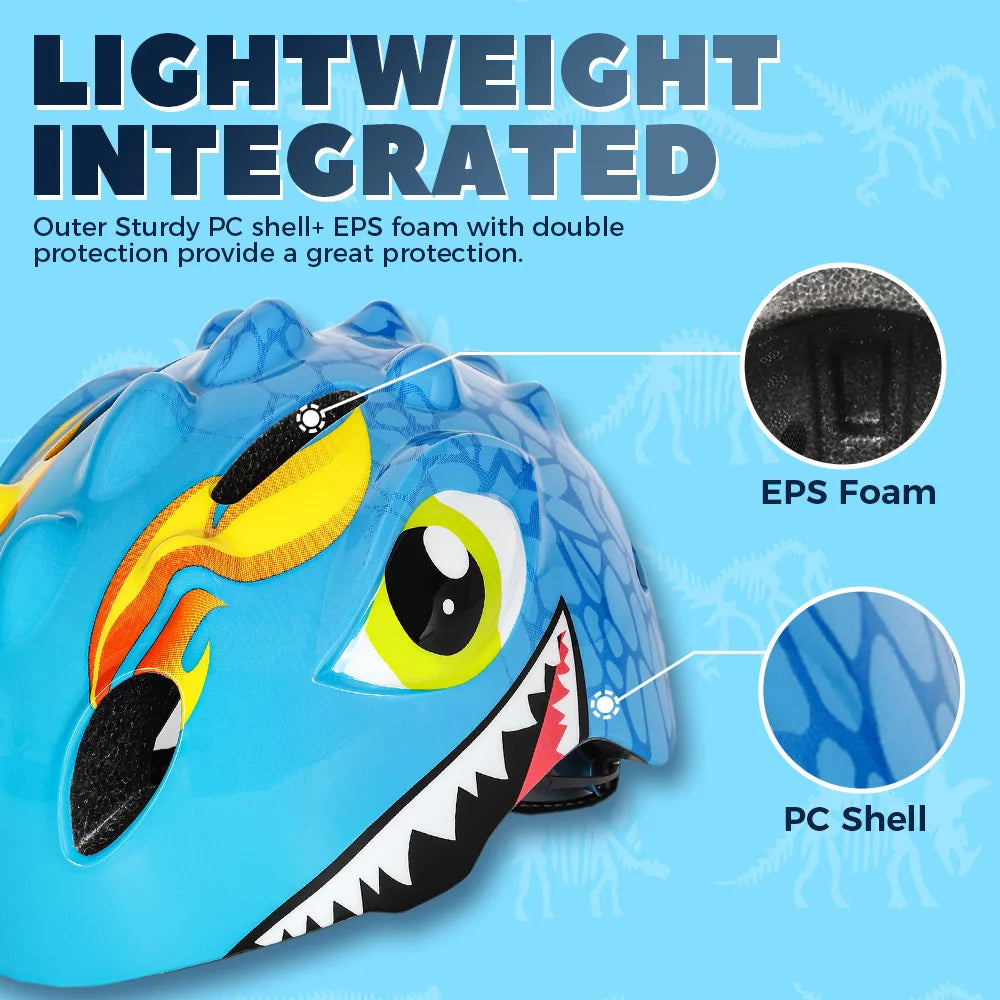 Casque de vélo à motif de dinosaure 3D pour enfants