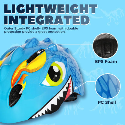 Casque de vélo à motif de dinosaure 3D pour enfants