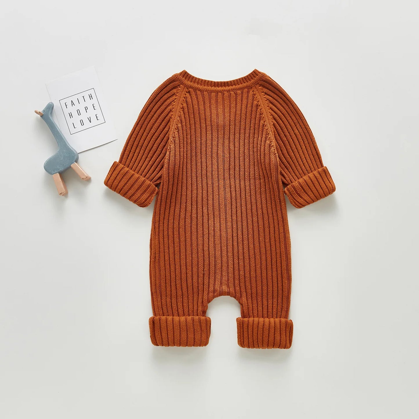 Barboteuse à manches longues tissu côtelé pour bébé