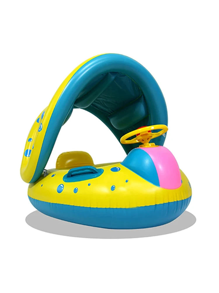 Bouée pour bébé portable et gonflable avec pare-soleil