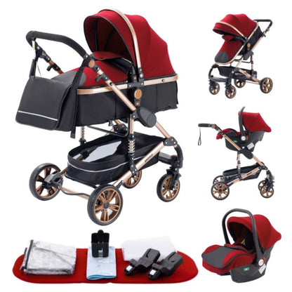 Poussette luxueuse 3 en 1 pour nouveau-né pliable
