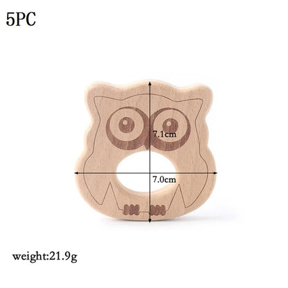 Hochet de dentition en bois de hêtre pour bébé