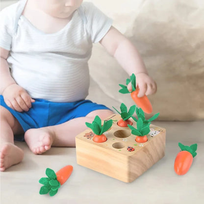Jouet en bois motif carotte à tirer pour bébé