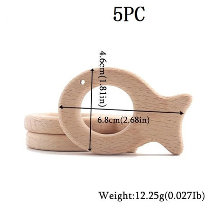 Hochet de dentition en bois de hêtre pour bébé