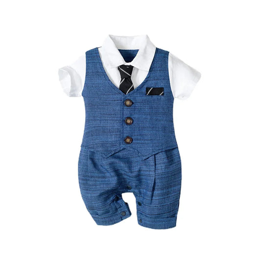 Barboteuse légère costume cravate pour bébé