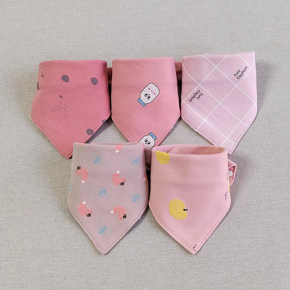 Bavoirs pour bébé en forme de triangle 100% coton X5