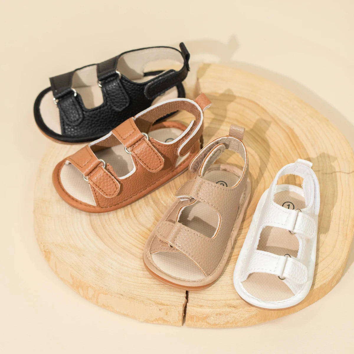 Sandales plates d’été à scratch pour bébé garçon et fille
