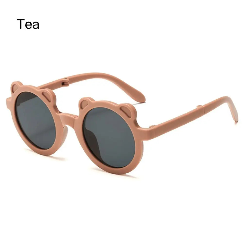 Lunettes de soleil pliables rondes en forme d’ours pour enfants