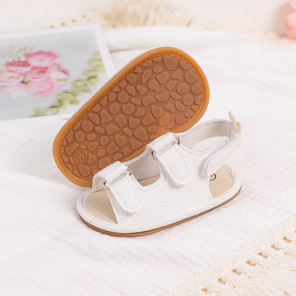 Sandales plates d’été à scratch pour bébé garçon et fille