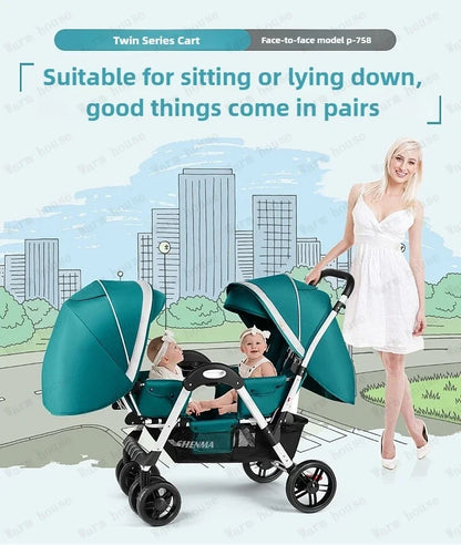 Poussette de jumeaux pliable