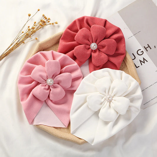 Turban chaud à fleurs pour bébé fille