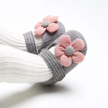 Chaussures en coton à motif de fleur pour nouveau-né
