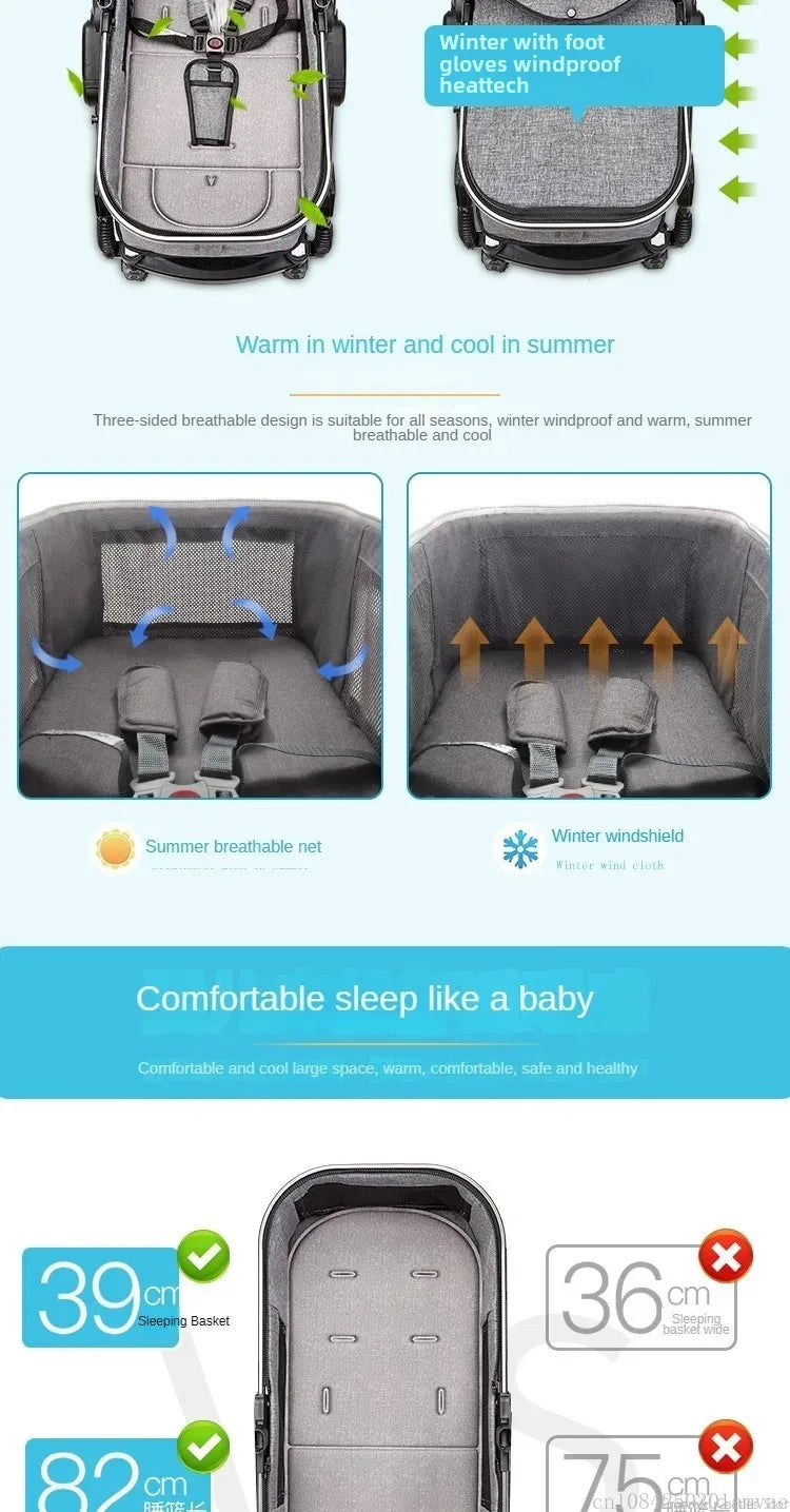 Poussette pliable multifonctionnelle pour bébé