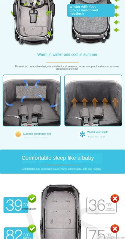 Poussette pliable multifonctionnelle pour bébé