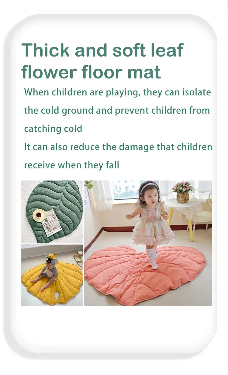 Tapis de sol en coton en forme de belle feuille pour bébé