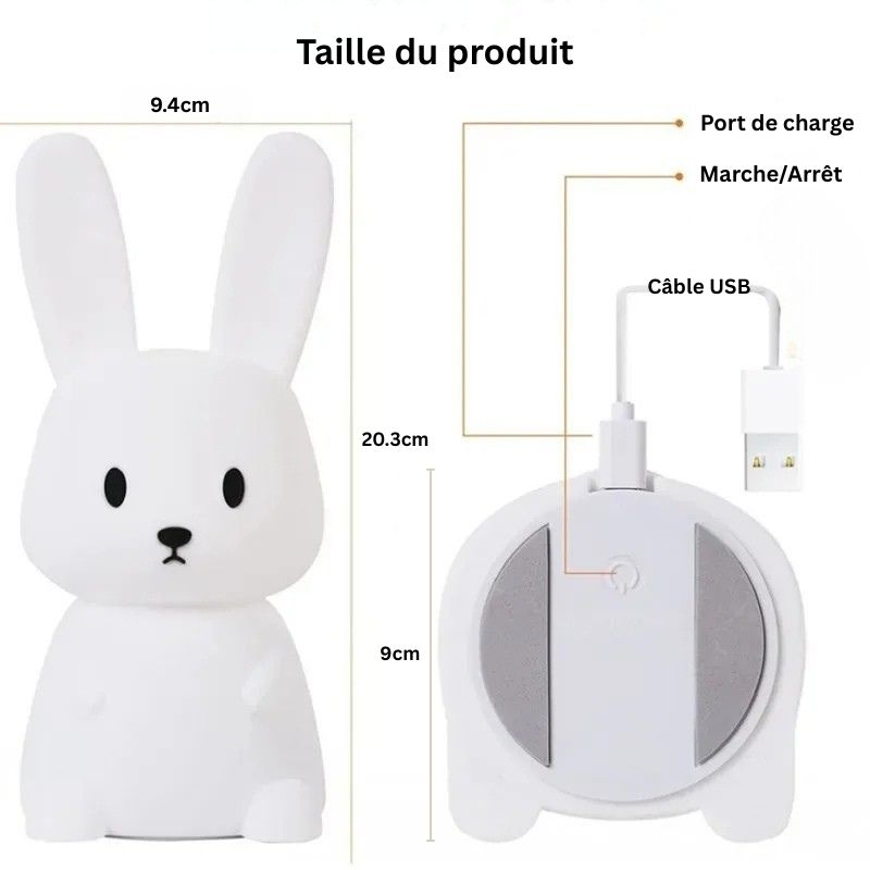 Veilleuse lapin en silicone aux couleurs changeantes