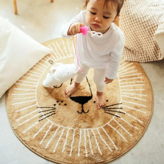 Tapis de jeu pour bébé imprimé en dessin de lion 100cm