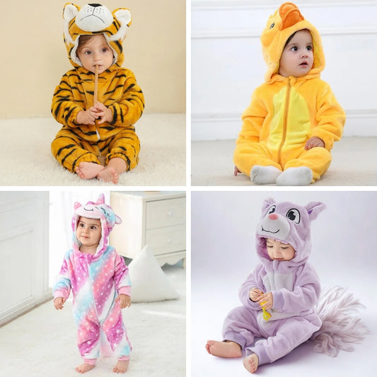 Combinaison pyjama doux à capuche d’animaux pour bébé