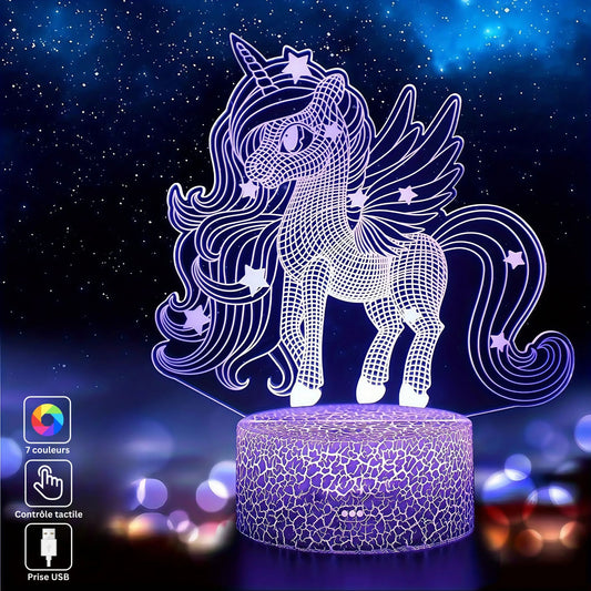 Veilleuse licorne LED en acrylique néon 3D