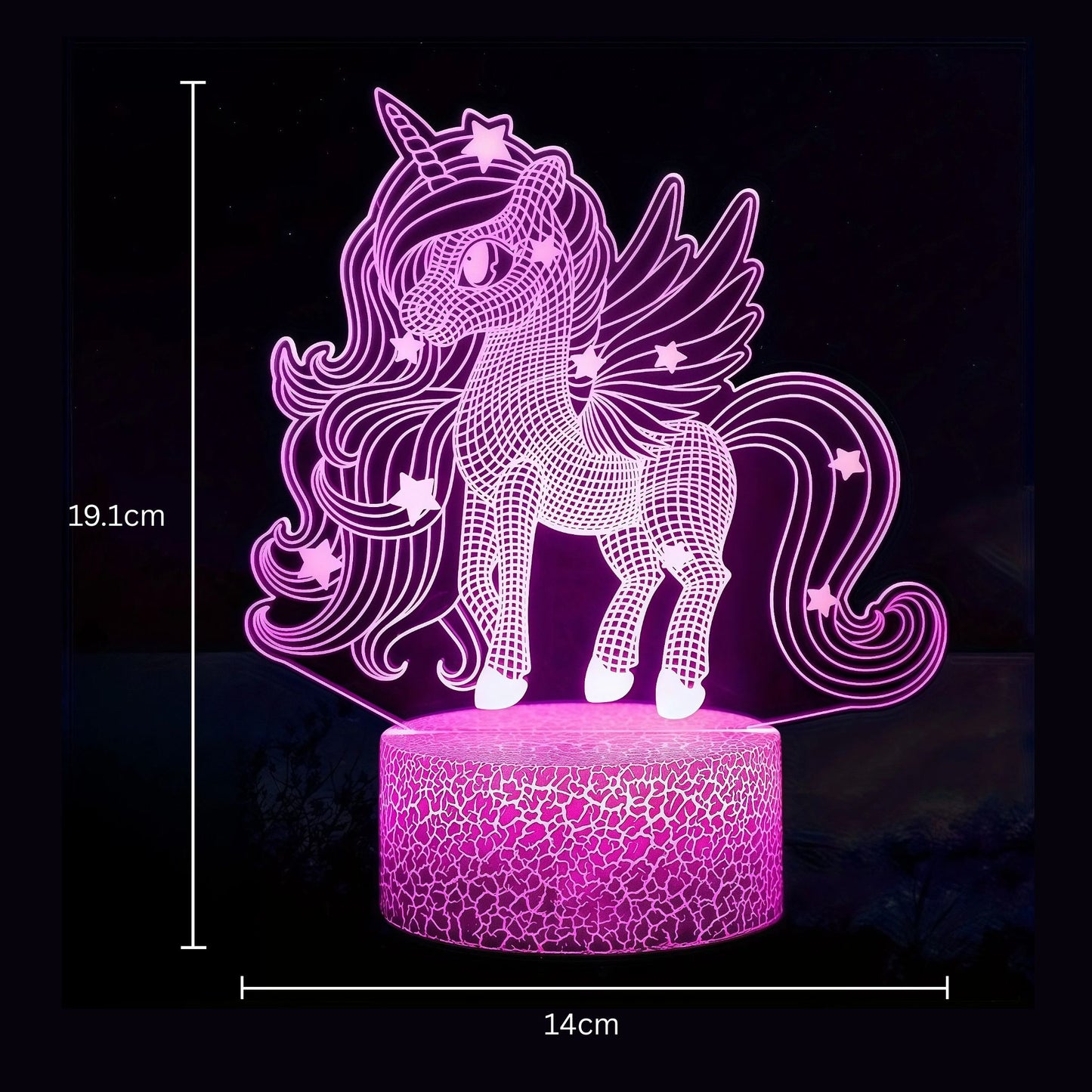 Veilleuse licorne LED en acrylique néon 3D