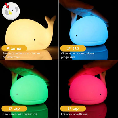 Veilleuse LED mignonne en forme de baleine