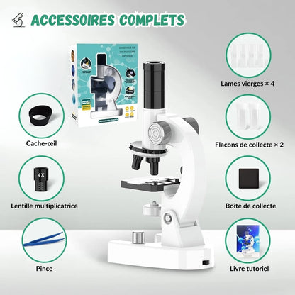 Microscope éducatif HD pour enfant – Grossissement de 100x à 4800x