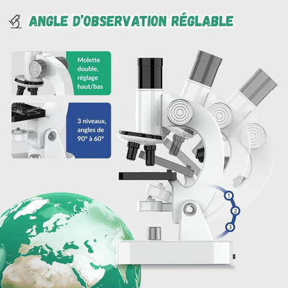 Microscope éducatif HD pour enfant – Grossissement de 100x à 4800x
